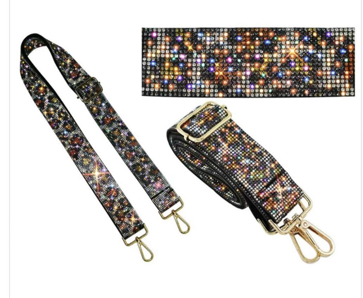 Guitar strap, Iridescent Strap, bling Crossbody Strap, sparkle Strap, Canvas Purse Strap, Adjustable crossbody straps, Rhinestone strap