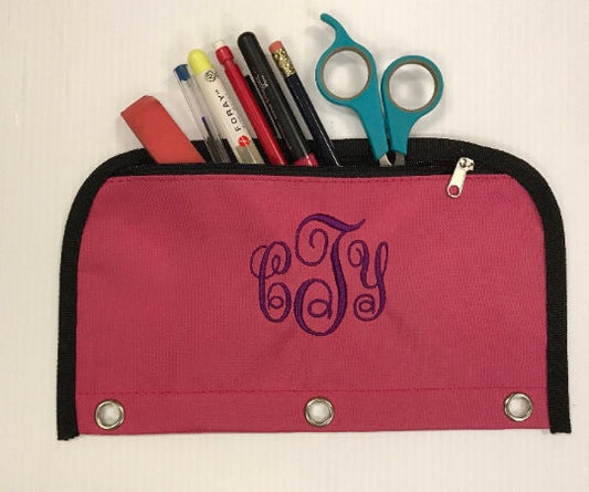 Monogram Pencil Cases, 3 Ring Binder Pencil Pouch, Personalized Pouch, custom pencil case, pouch Bag, Binder pouch bag