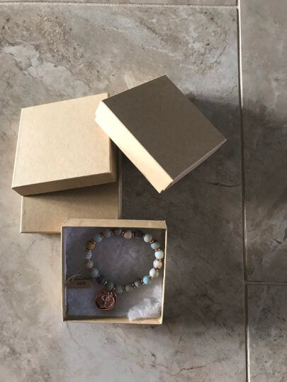 Handmade Natural Matte Amazonite Stone Bracelet, Rose Gold plate and Silver Initials.Semi precious stone