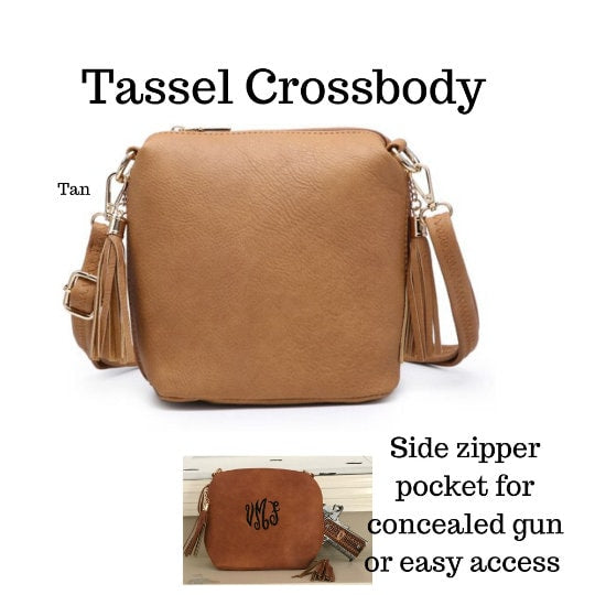 CONCEALED  Bag ,Monogrammed Crossbody Bag, Personalized Purse, concealed carry cross body bag, Left and Right-hand Draw