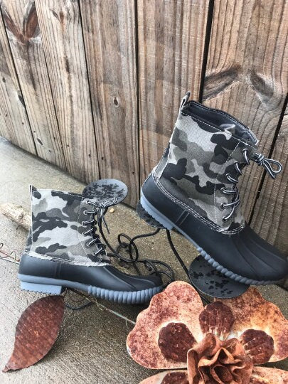 monogram Ankle boots, Monogrammed Camo Duck Boot. adult Duck Boots, Rain Boot, Boat-Shoe Style, Shoes, personalized boots