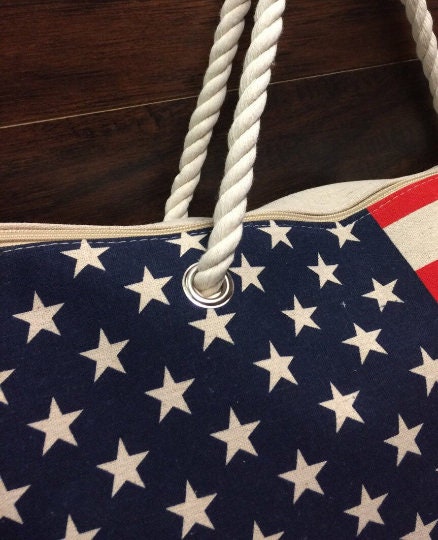 American Flag Tote, American Beach Bag, Patriotic Gift, Canvas Bag,tote bag, gift for her,beach bag