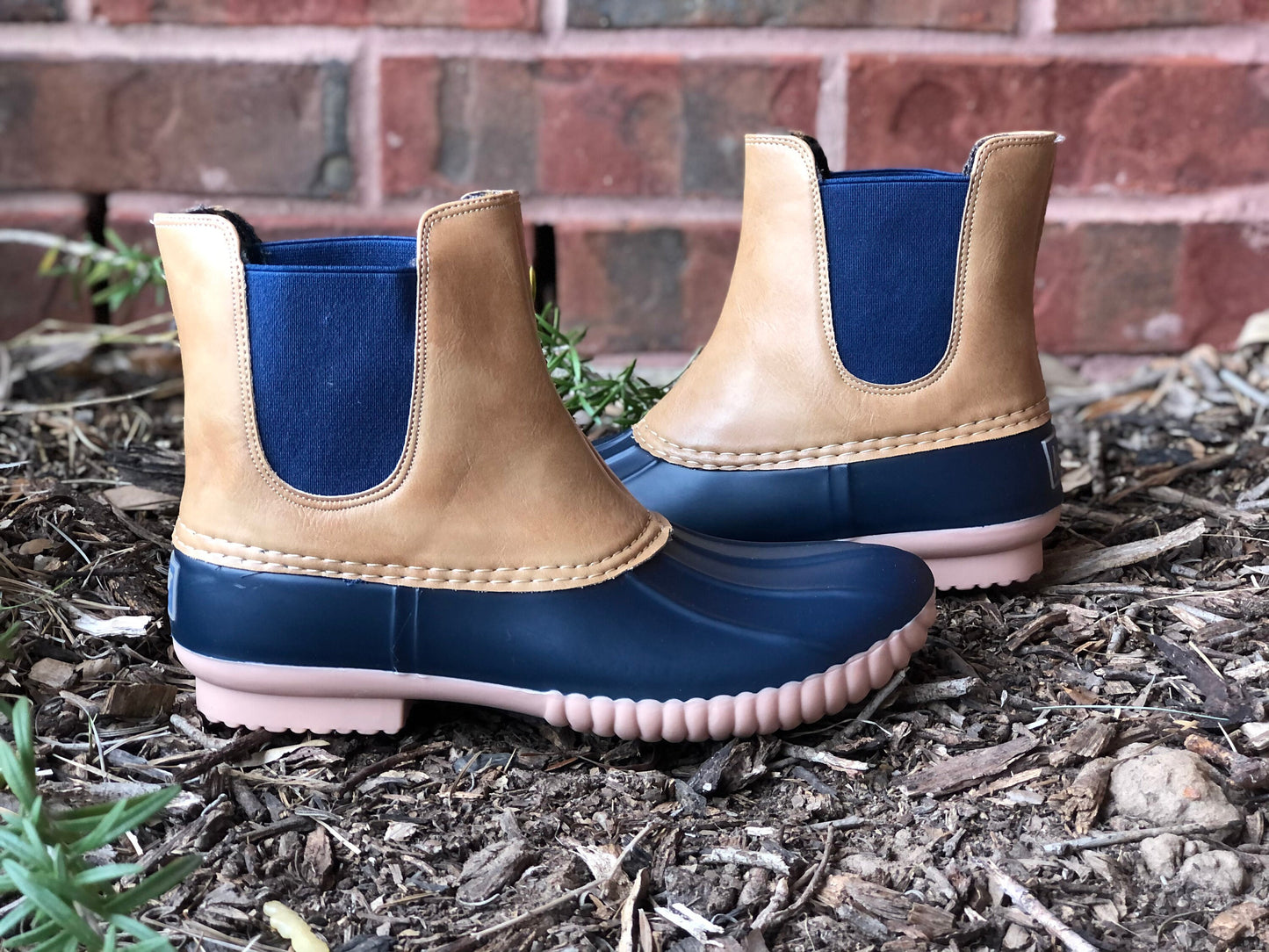 Slip-on Boots, Navy Duck boots, Monogram Duck Boots, Rain Boot, Boat-Shoe boots, woman's Shoes , Pull On boots, Girlfriend Gift, Wife Gift,