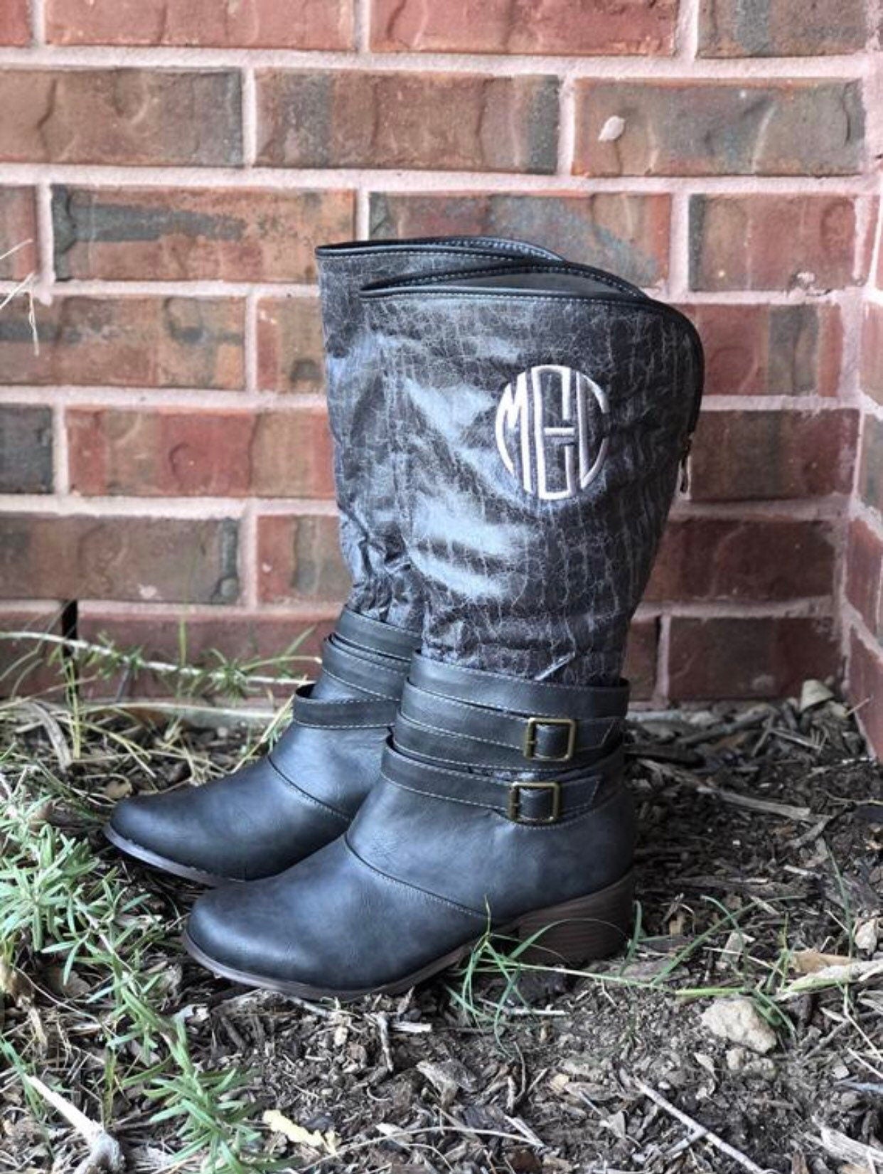 Monogram Riding BOOTS, Monogram western boots, Personalized boots, Embroidered boots, Custom boots, Booties, tall boots ,vegan leather boots