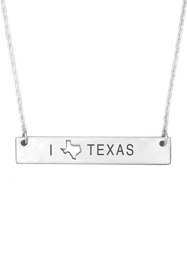 Chain necklace. Bar pendant, Texas jewelry, Texas pendant, state of Texas necklace, Texas necklace, personalized necklace, custom necklace