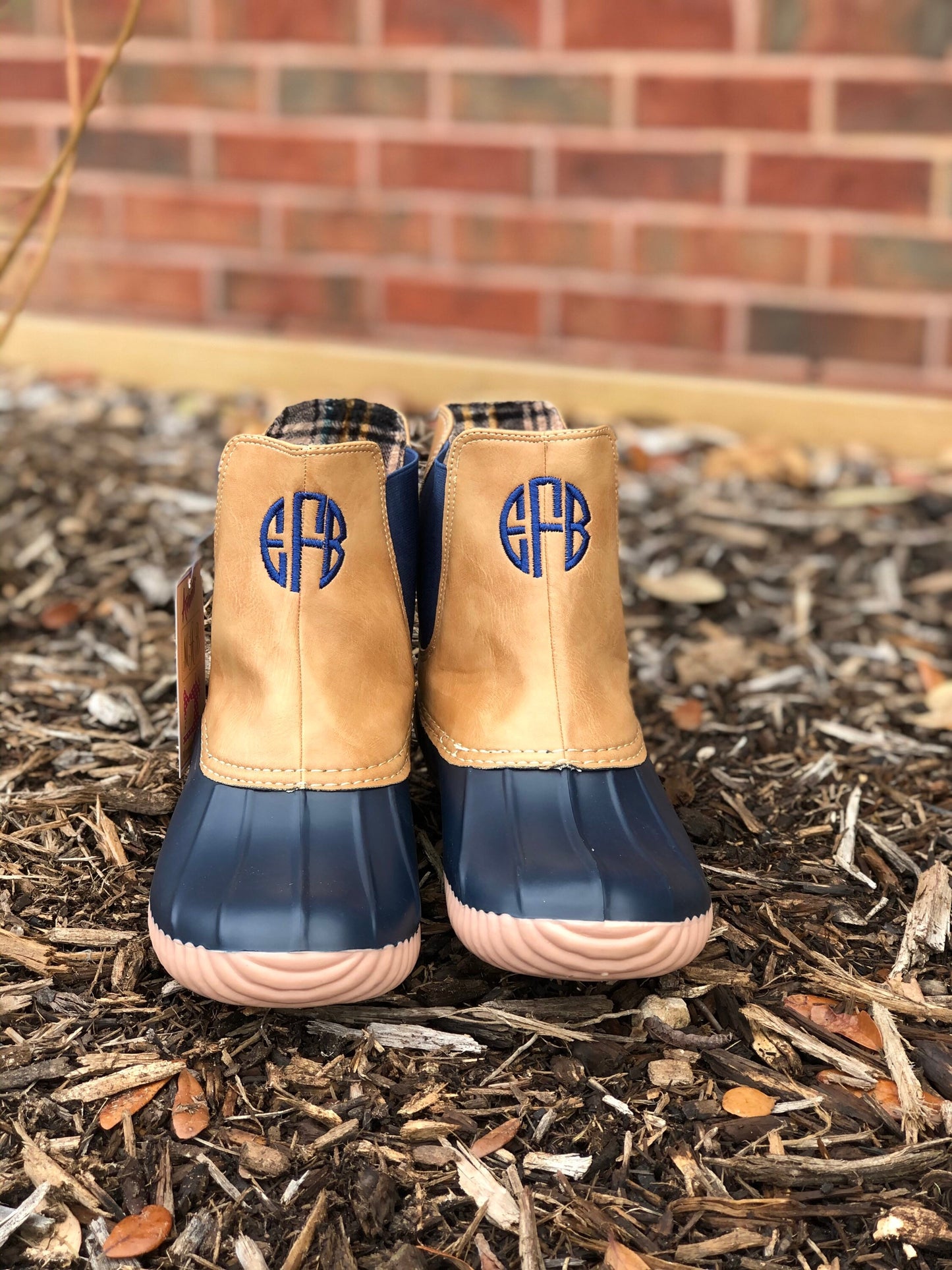 Slip-on Boots, Navy Duck boots, Monogram Duck Boots, Rain Boot, Boat-Shoe boots, woman's Shoes , Pull On boots, Girlfriend Gift, Wife Gift,