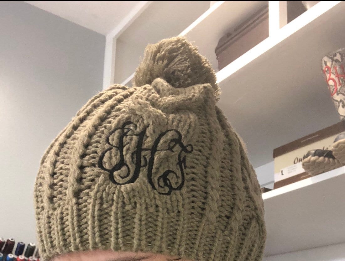 POMPOM Hat, Monogram Beanie Hat, Women’s Accessories, Personalized hat, Winter Apparel, Custom hat, CC hat, CC beanie hat