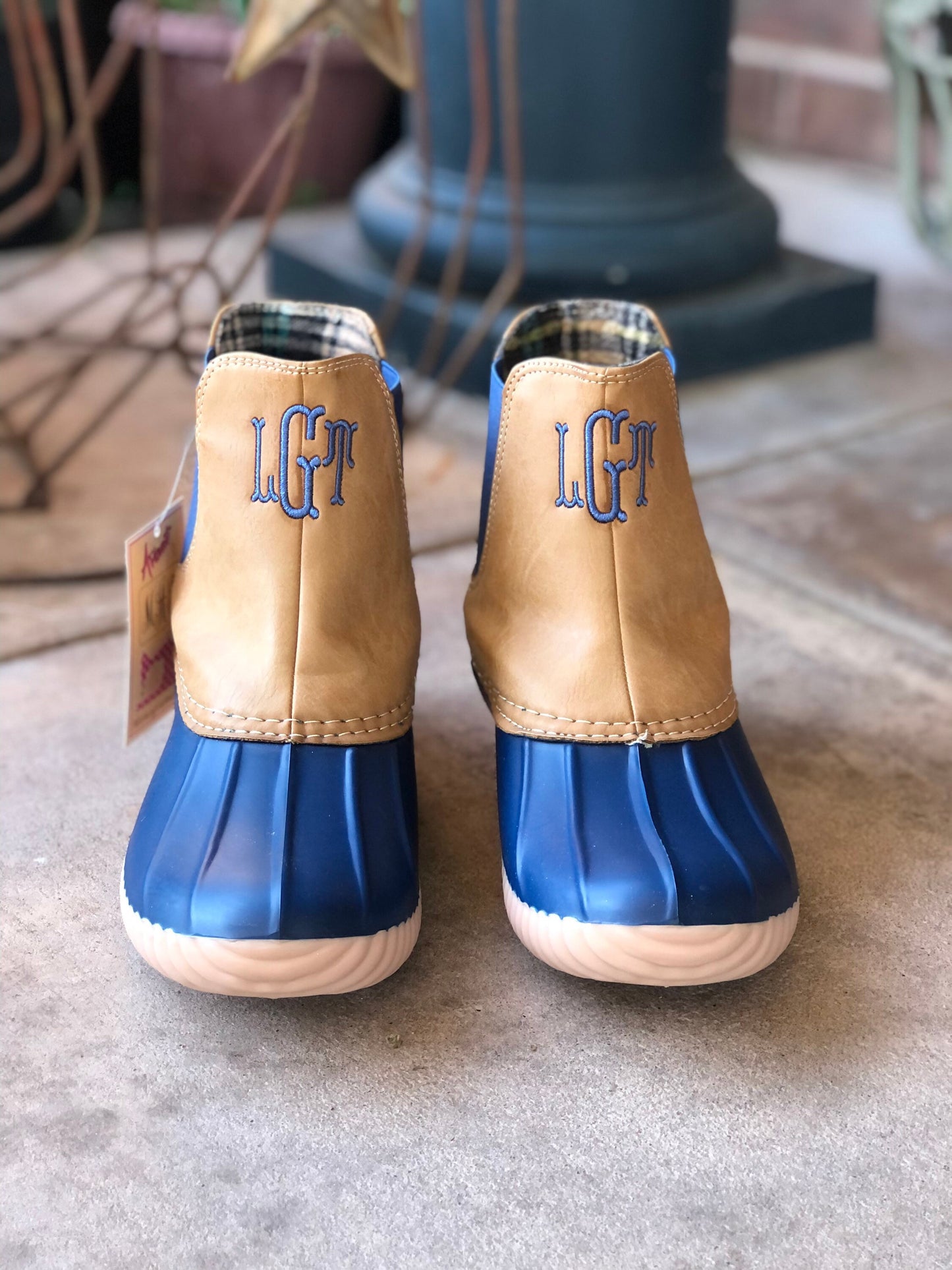 Slip-on Boots, Navy Duck boots, Monogram Duck Boots, Rain Boot, Boat-Shoe boots, woman's Shoes , Pull On boots, Girlfriend Gift, Wife Gift,