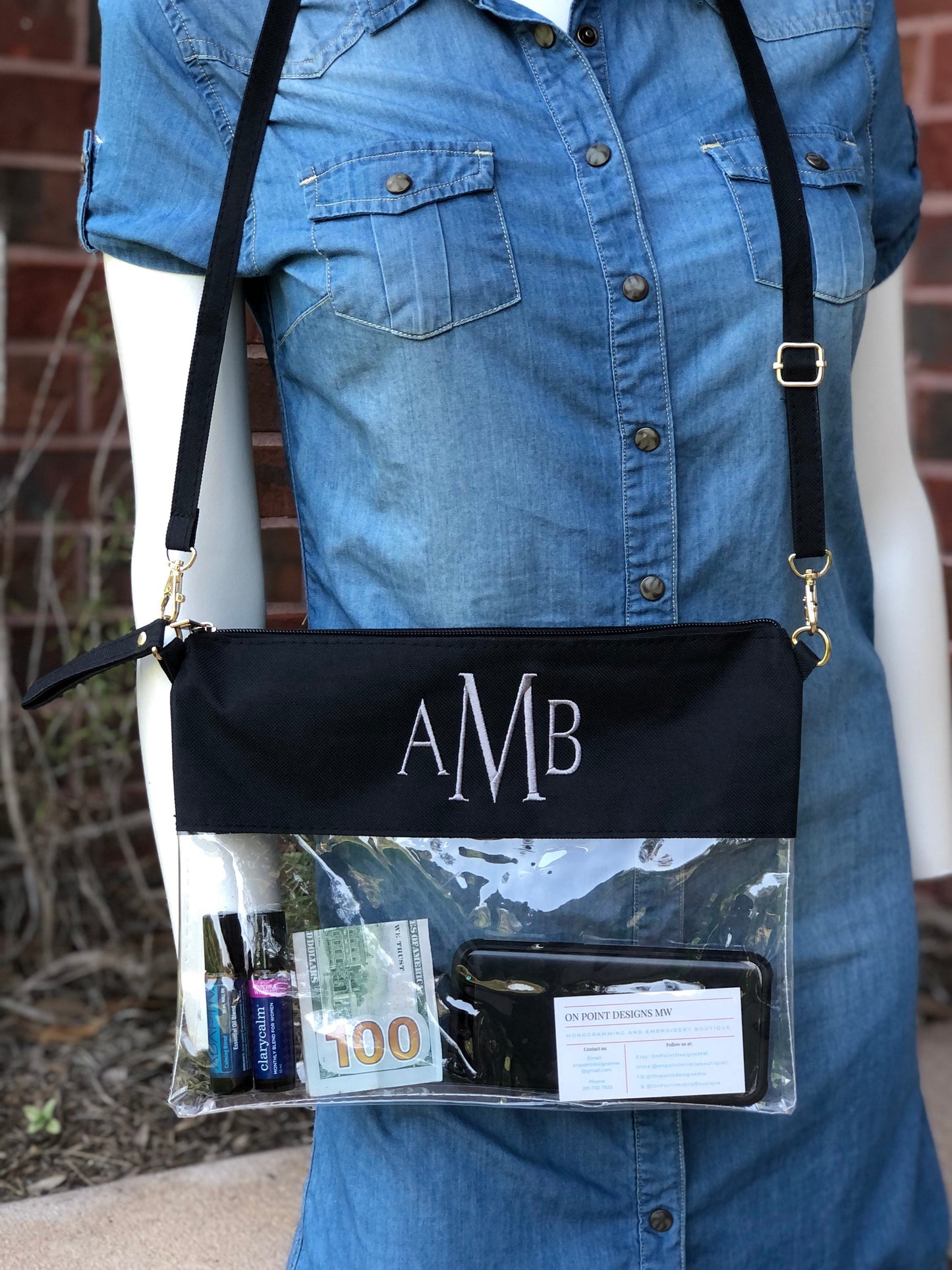 Monogram Clear Stadium Bag, Crossbody Clear Bag, Personalized Clear Purse, Football Bag, Clear Tote Stadium Purse, Game day Bag,Clear Clutch