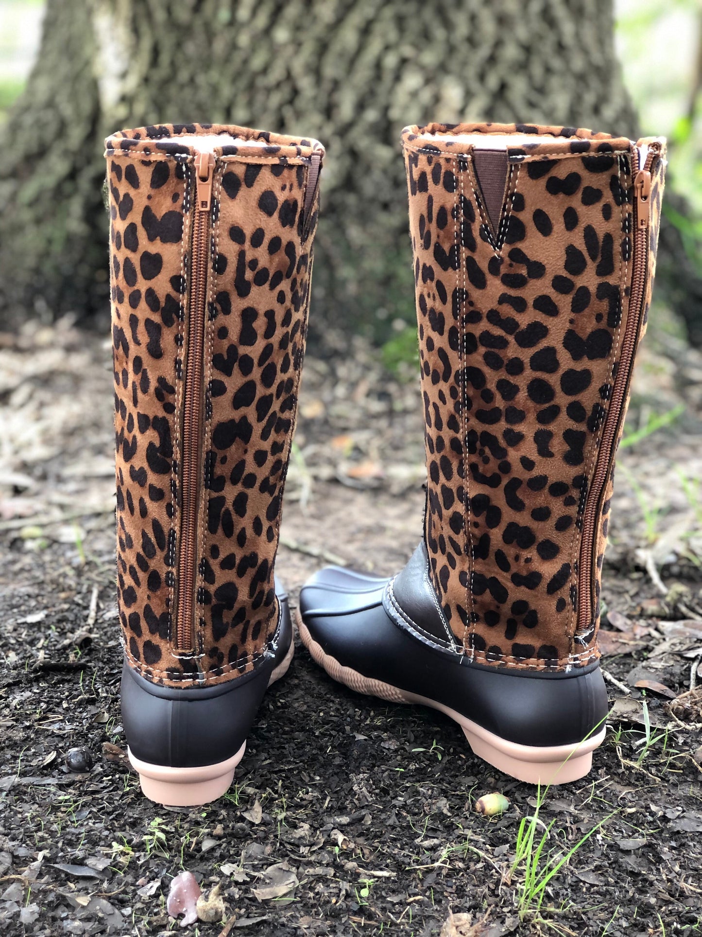 LEOPARD PRINT Duck boots, Monogram Duck Boots, Rain Boot, Boat-Shoe Style, Shoes, Personalized Duck Boots