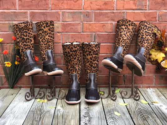 LEOPARD PRINT Duck boots, Monogram Duck Boots, Rain Boot, Boat-Shoe Style, Shoes, Personalized Duck Boots