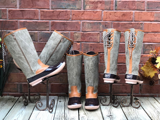 Tall Jasmine/Lace Up Duck Boots- Women's Boot, Tall Duck Boots, Monogram duck boots, Rain Boots, Boat Shoes, rain boots