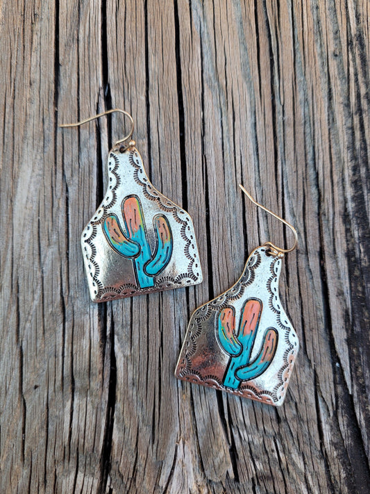 Cactus Earrings, Eartag Earrings, friendship gift, gift for her, cactus earrings, Western earrings