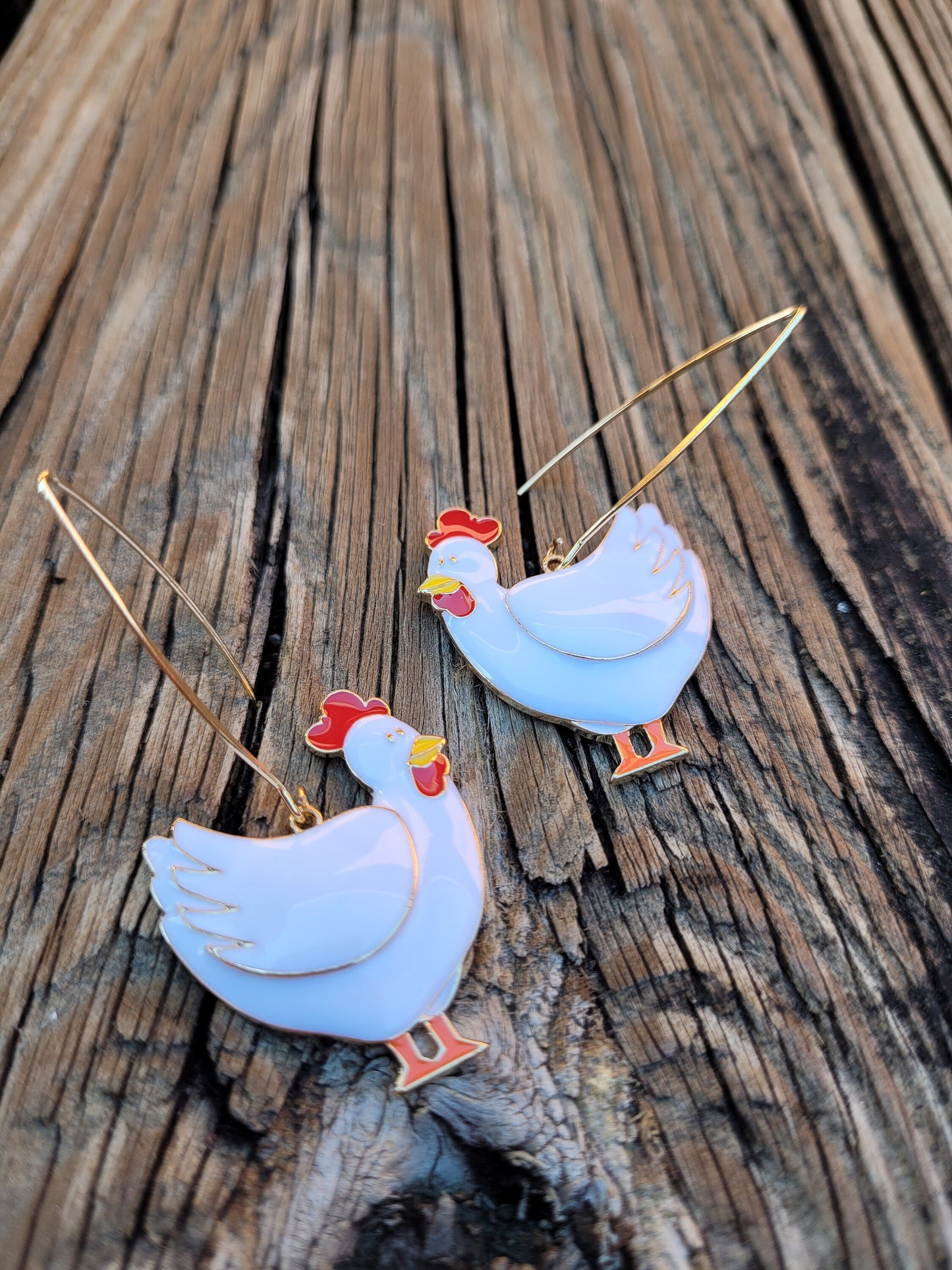 Shabby chic chicken earrings, rooster Earrings, Pig Earrings, animal Earrings, chicken earrings