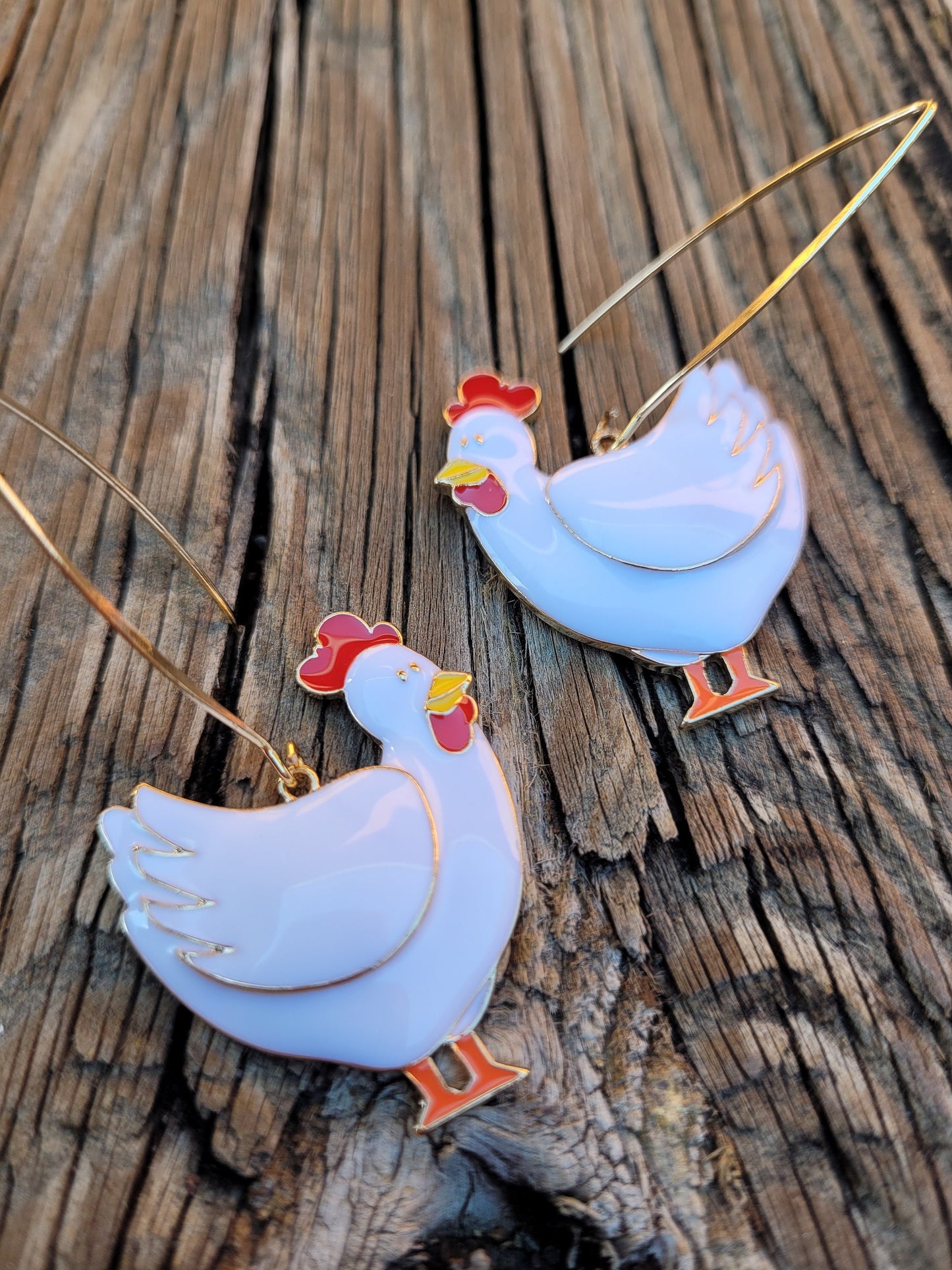 Shabby chic chicken earrings, rooster Earrings, Pig Earrings, animal Earrings, chicken earrings