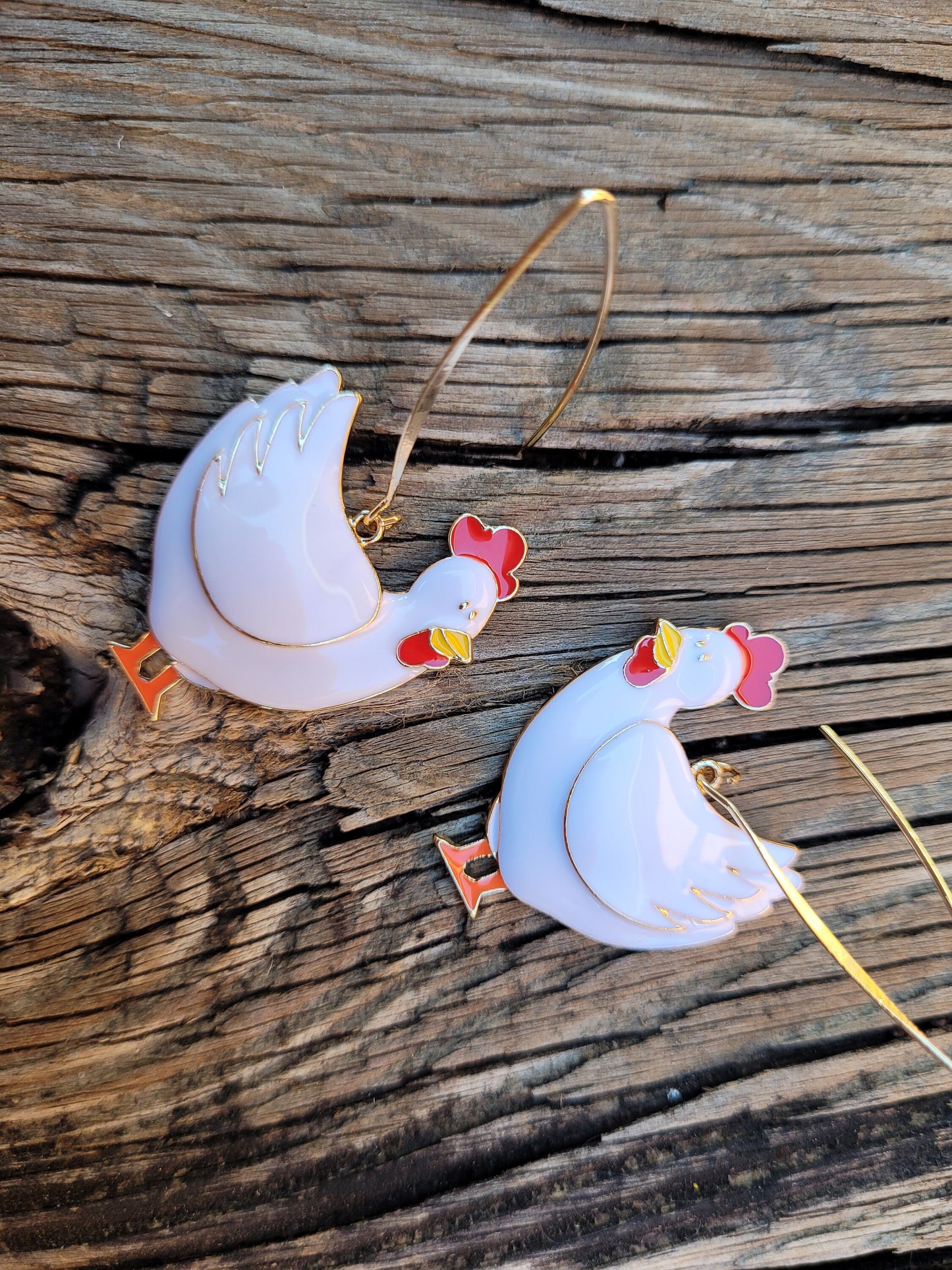 Shabby chic chicken earrings, rooster Earrings, Pig Earrings, animal Earrings, chicken earrings