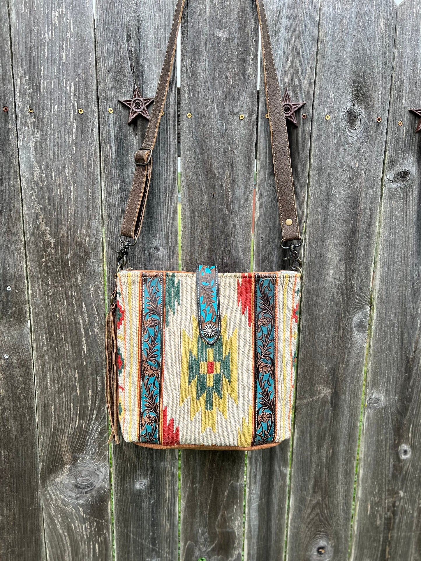 RUG Genuine LEATHER Crossbody Purse, Genuine Hand-Tooled Leather bag, Rug Crossbody purse, Shoulder Bag, canvas bag