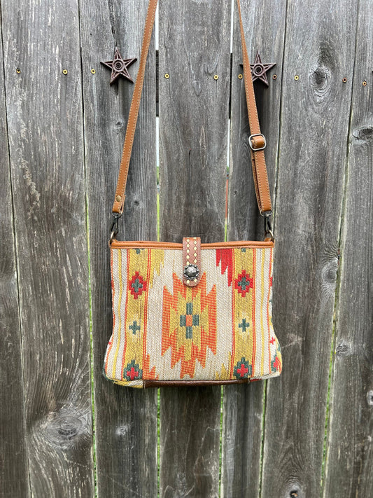 RUG bag, Genuine LEATHER Crossbody Purse, Hand-Tooled Leather bag, Rug Crossbody purse, Shoulder Bag, canvas bag, western bag