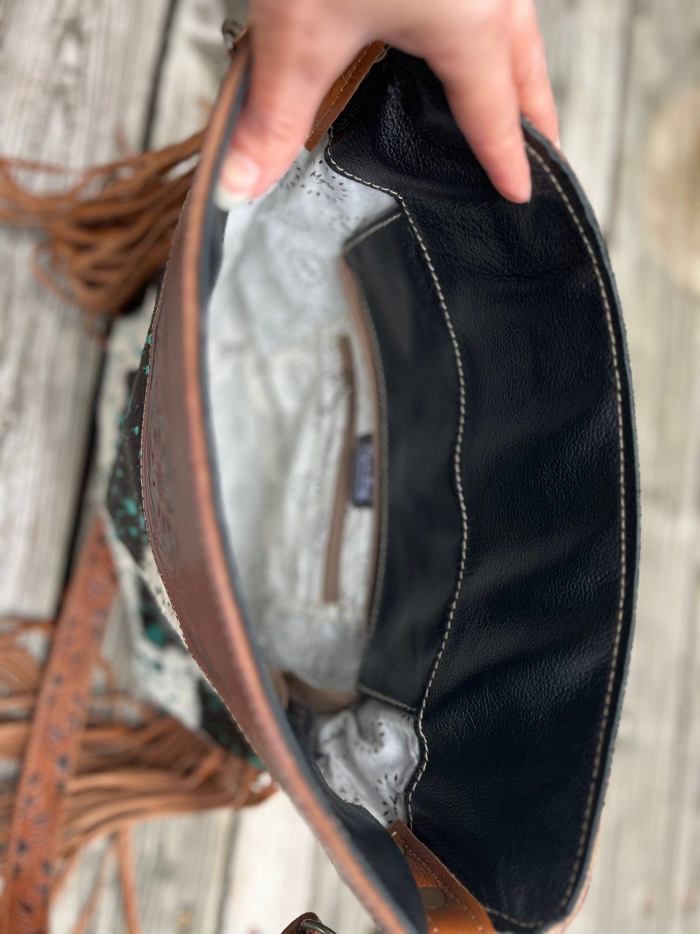 Genuine Leather Cowhide bag, Hand-Tooled Leather bag, fringe Cowhide purse, western fringe Bag, custom bag, leather purse, cowhide bag