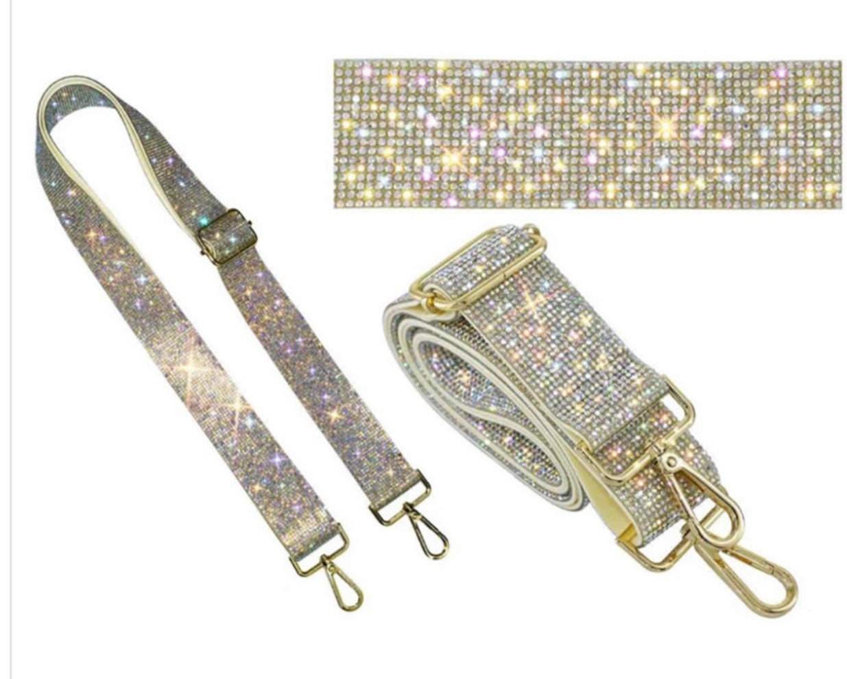 Guitar strap, Iridescent Strap, bling Crossbody Strap, sparkle Strap, Canvas Purse Strap, Adjustable crossbody straps, Rhinestone strap